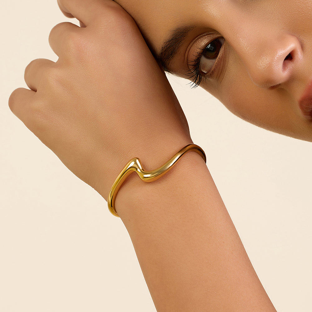 Gold Slither Wave Cuff