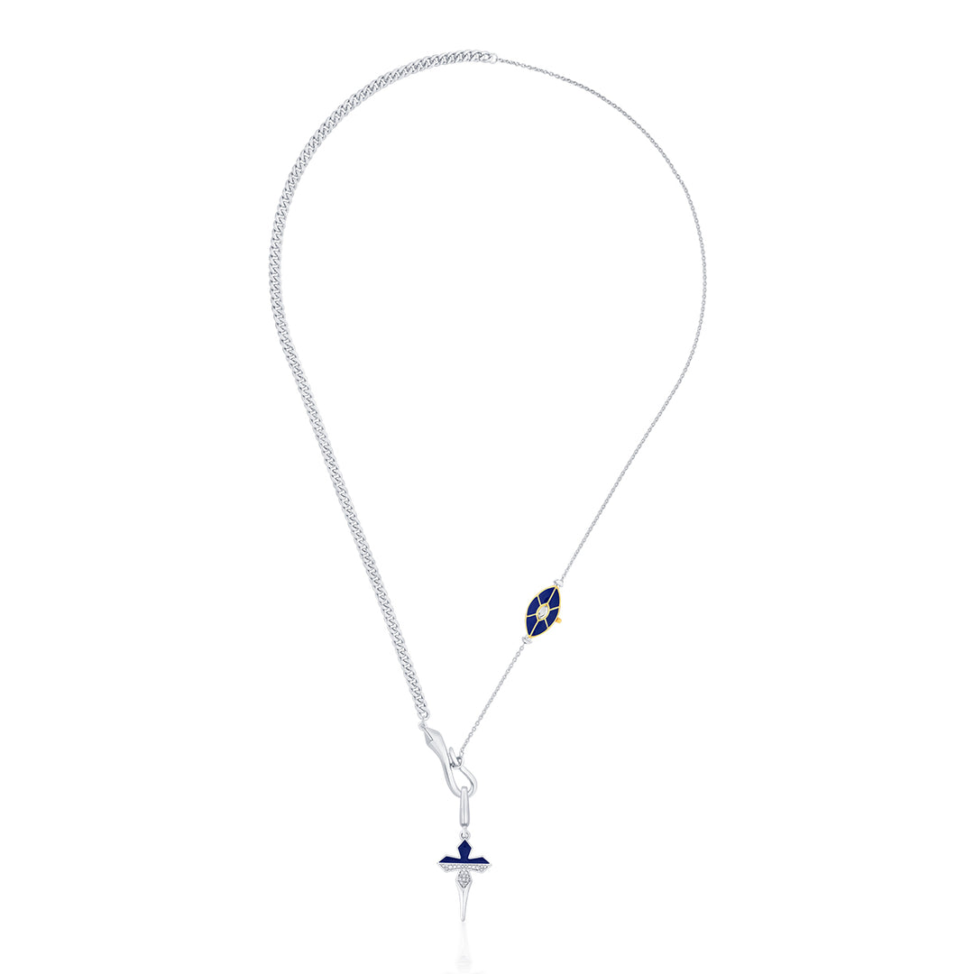 Chrome Hook & Bar Necklace