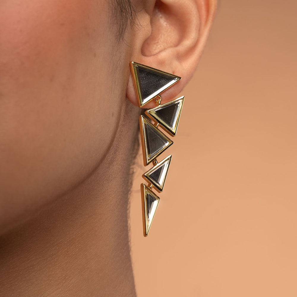 Dazzle Mirror Triangle Earrings