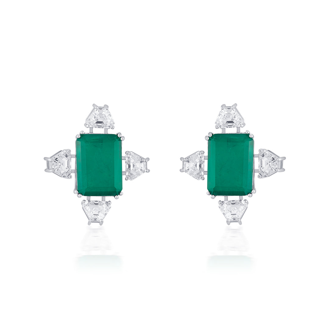 Provence 925 Silver Emerald Doublet Stud Earrings