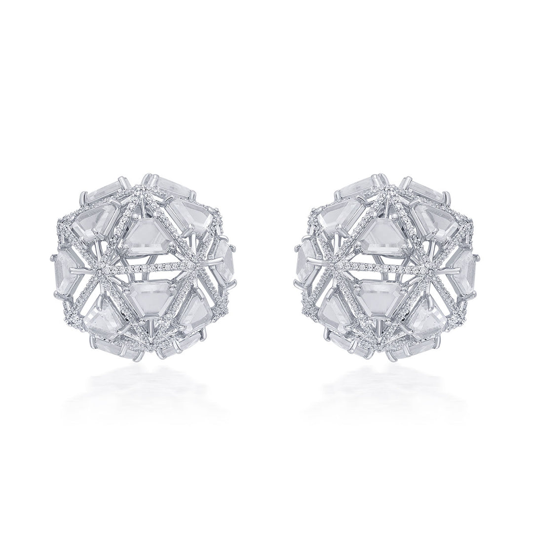 Bahamas 925 Silver Rève Crystal  Dome Earrings