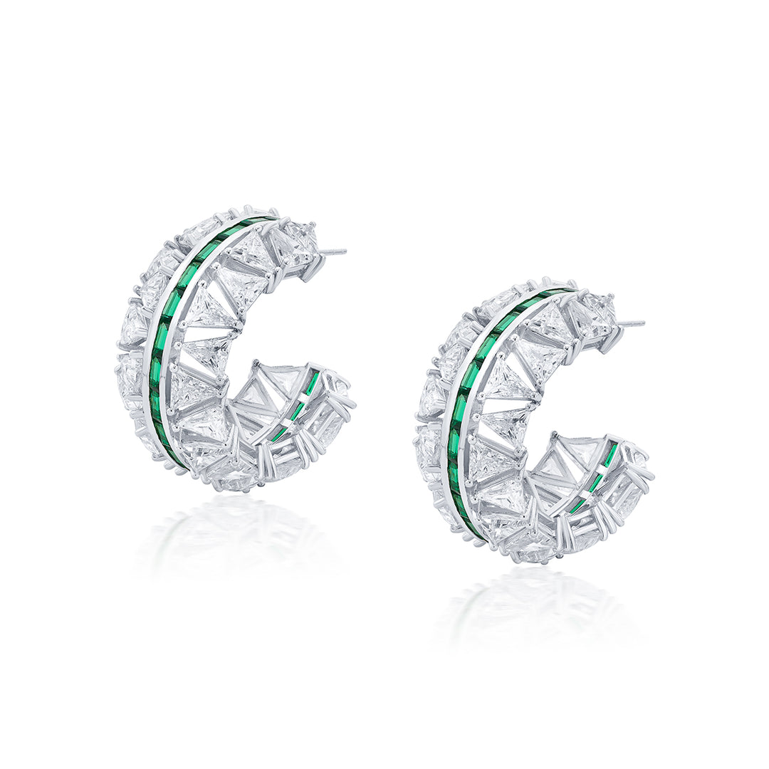 Amalfi 925 Silver Emerald Hydro Classic Hoop Earrings