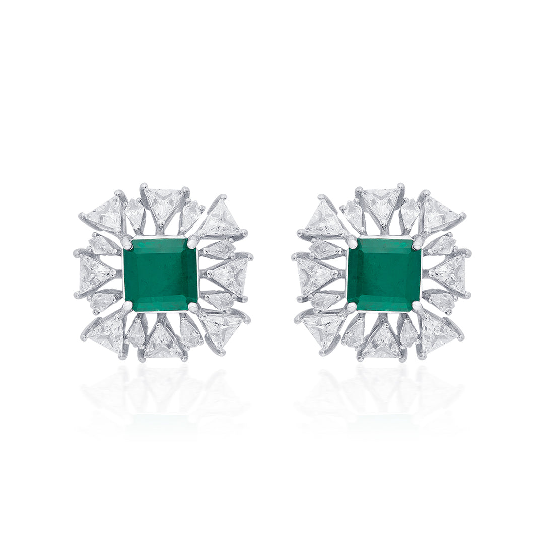 Provence 925 Silver Emerald Doublet Starburst Earrings