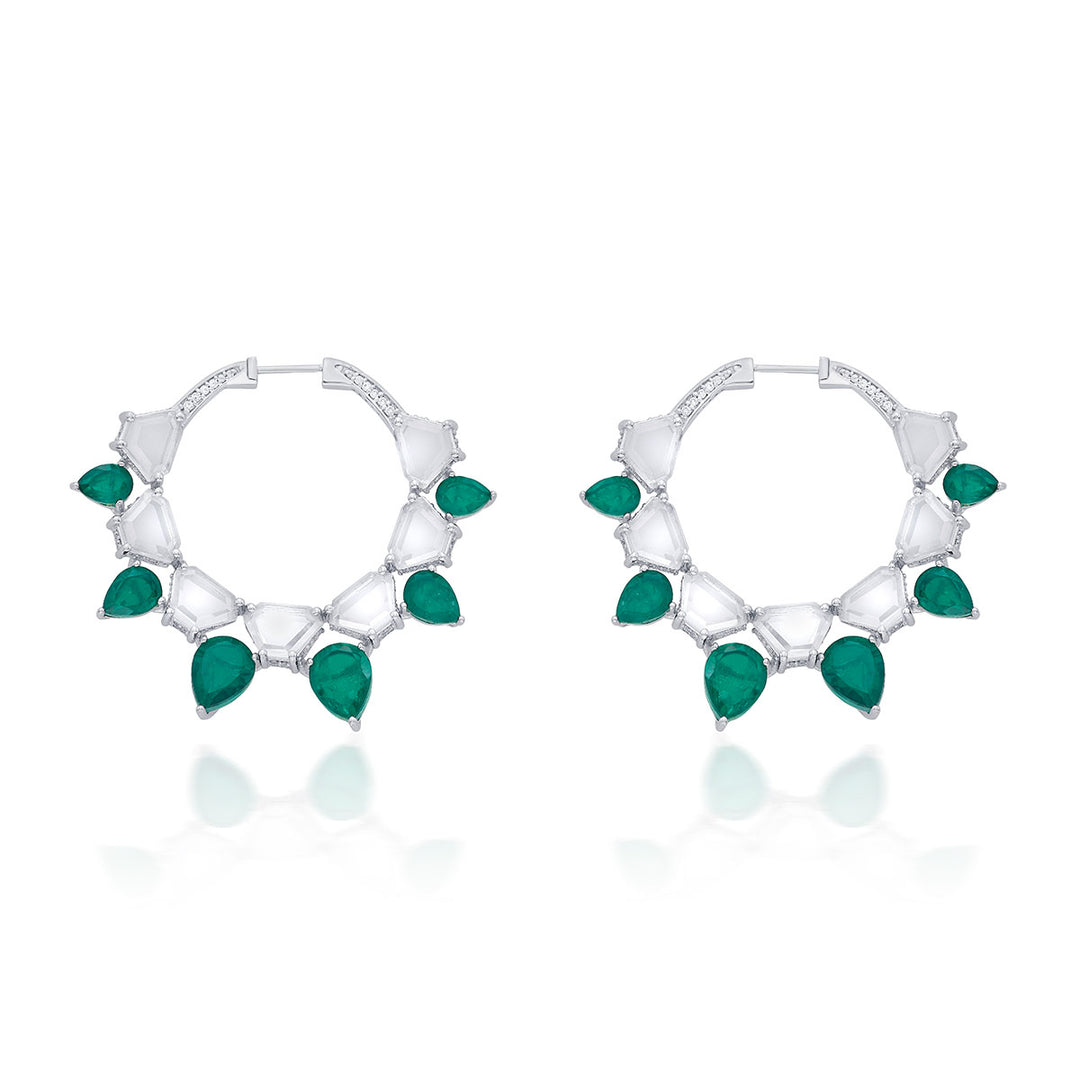 Provence 925 Silver Emerald Doublet Hoop Earrings