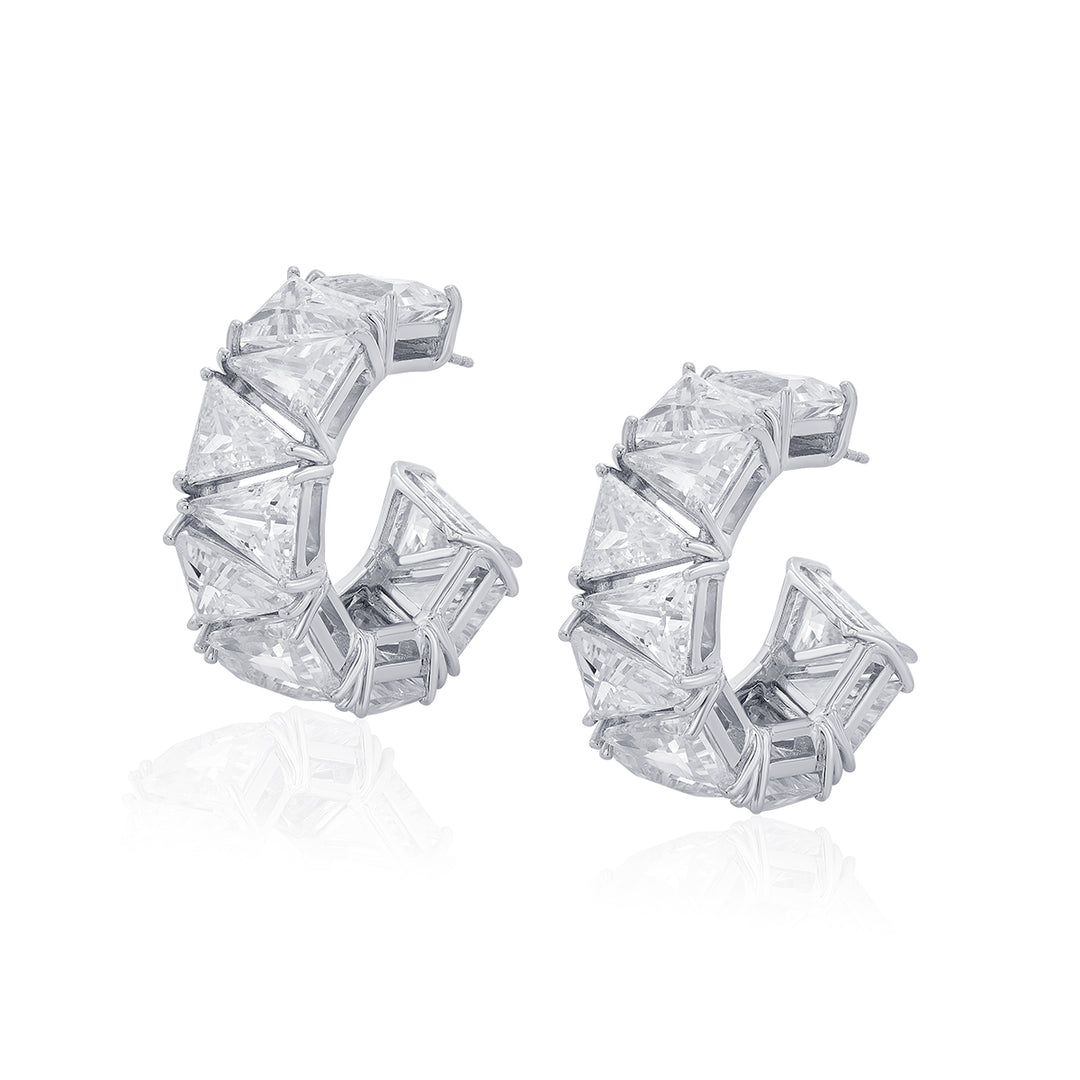 Louvre 925 Silver Maxi Rève Crystal Hoop Earrings