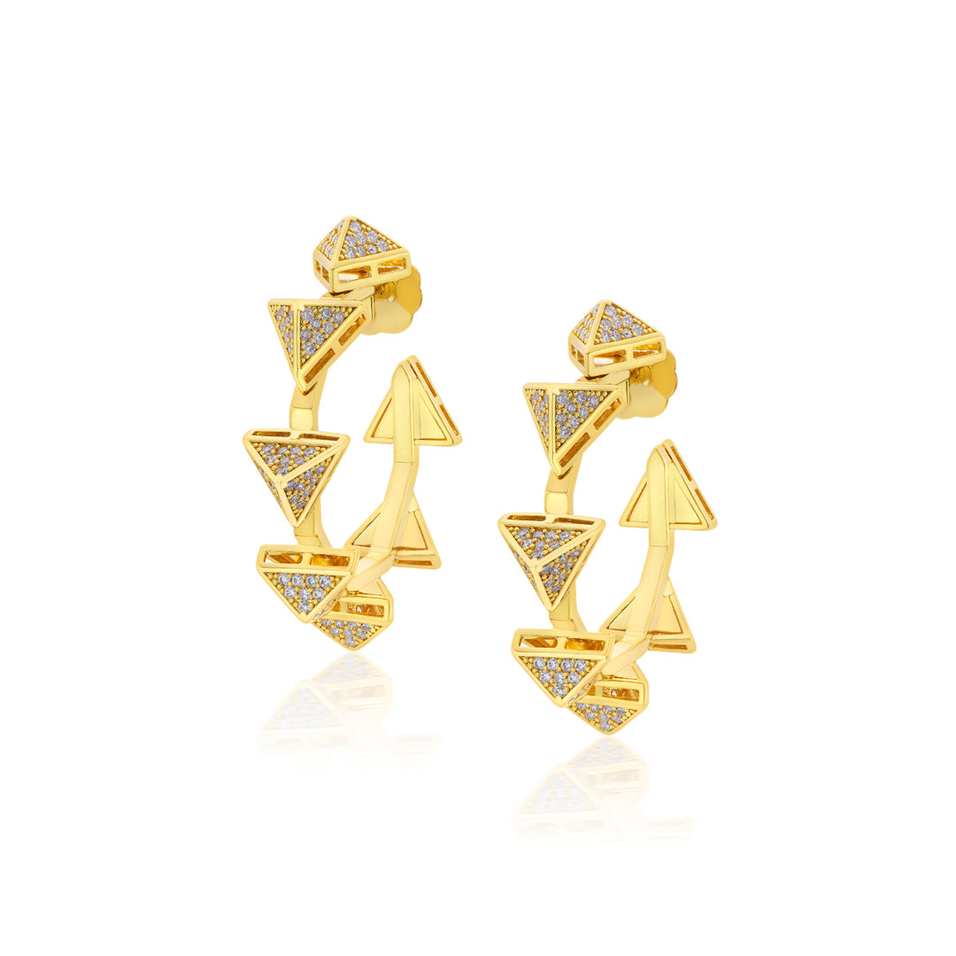 Gold Moss Pyramid Hoop Earrings