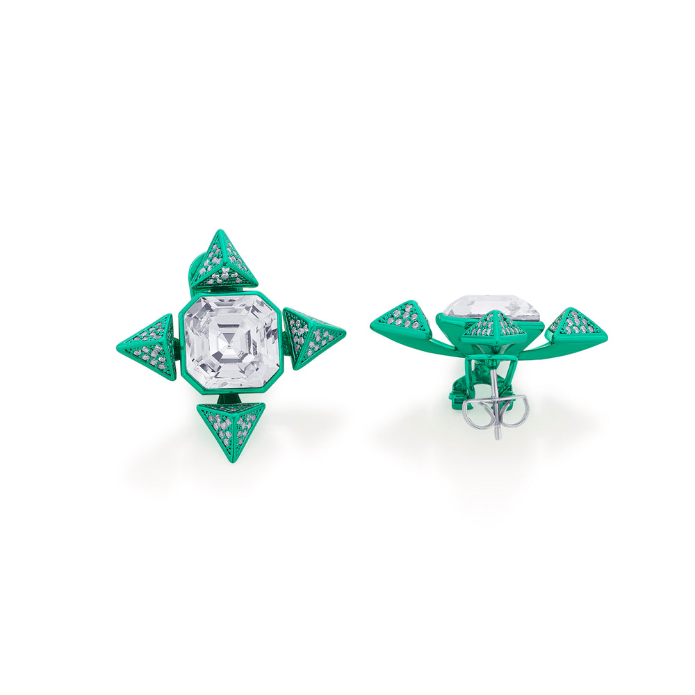 Jungle Green Crystal Star Earrings
