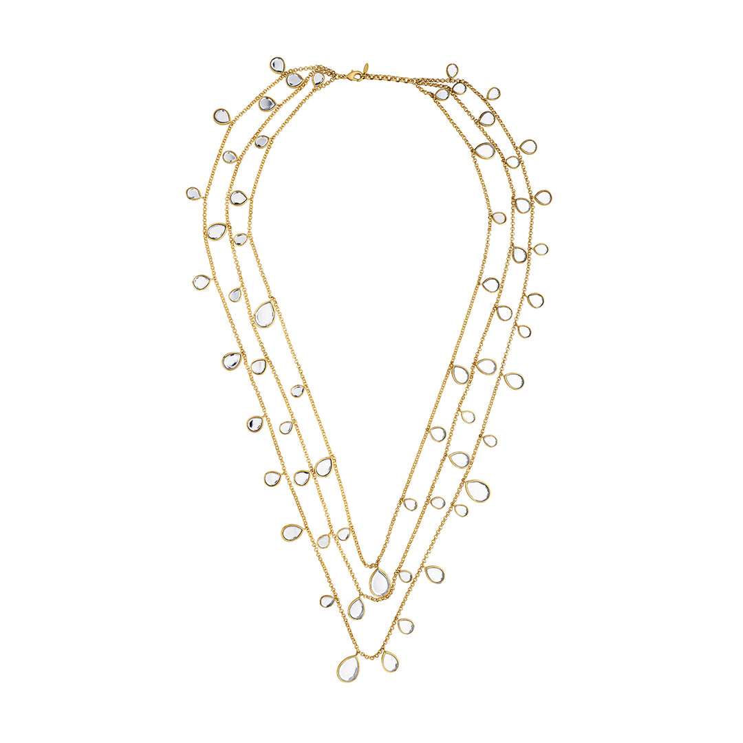 Tri-Layered Polki Mirror Necklace - Isharya | Modern Indian Jewelry
