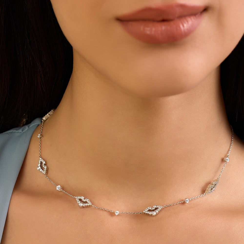 Silver Lips Necklace