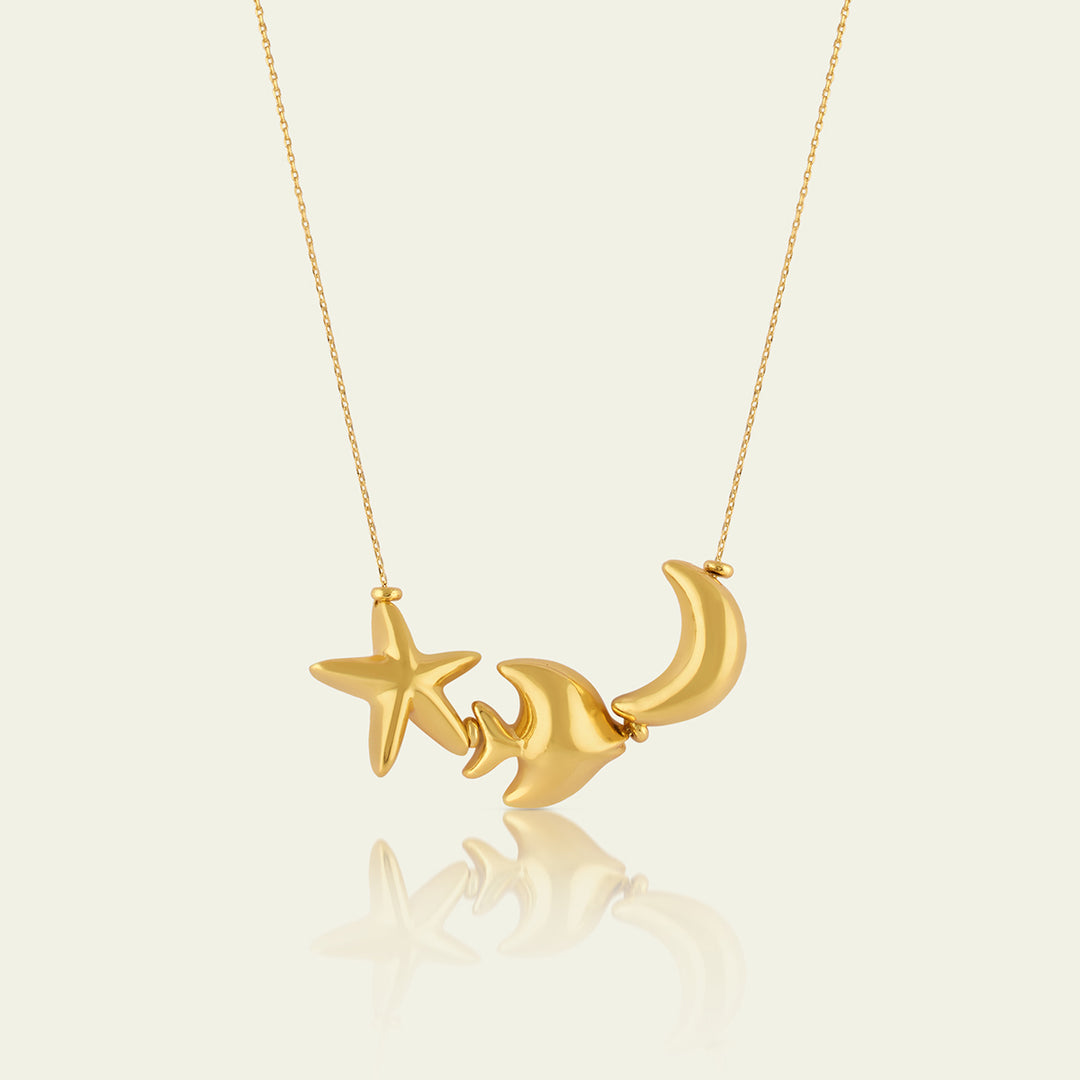 Aqua Gold Charm Necklace 