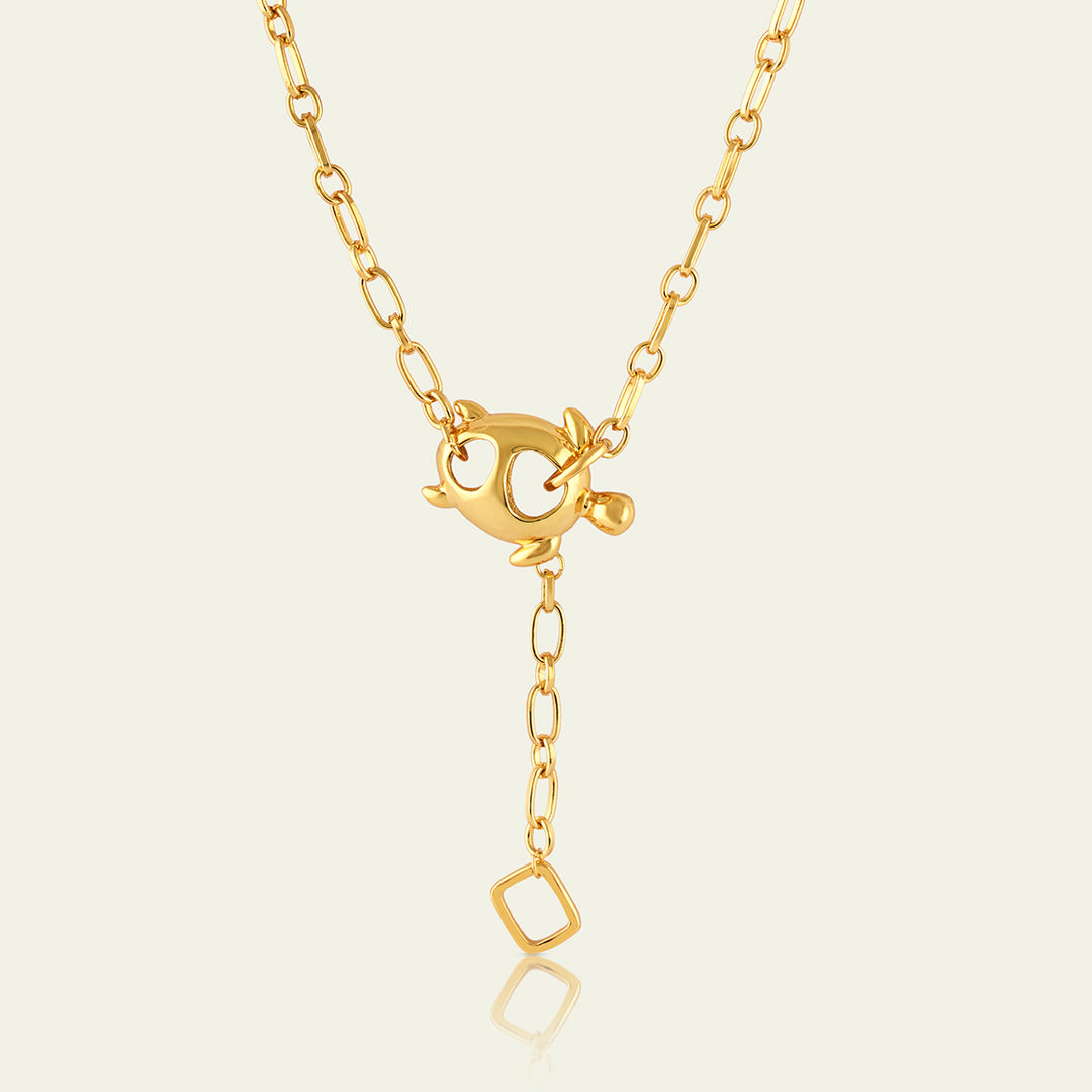 Gold Turtle Chain Lariat 