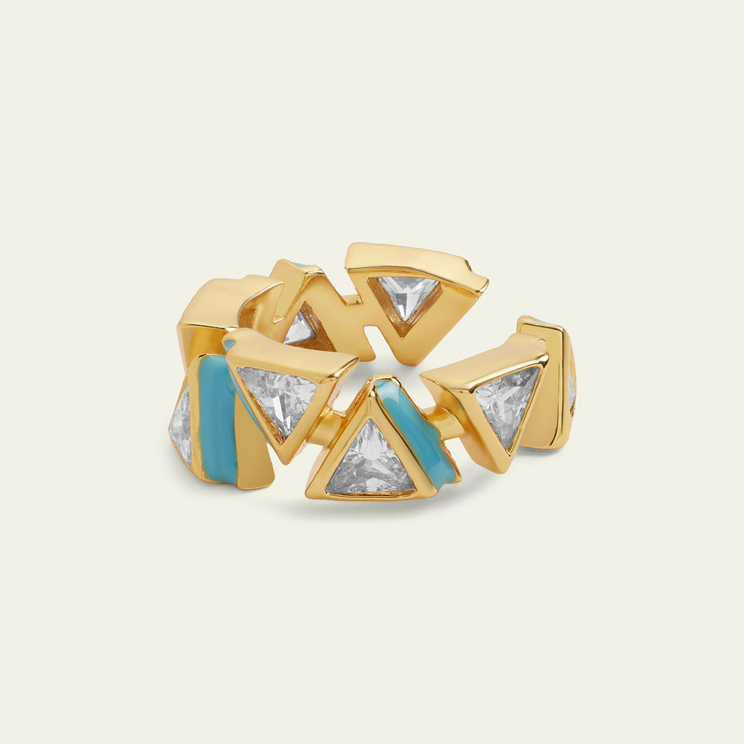 Blue Triangles Infinity Ring 