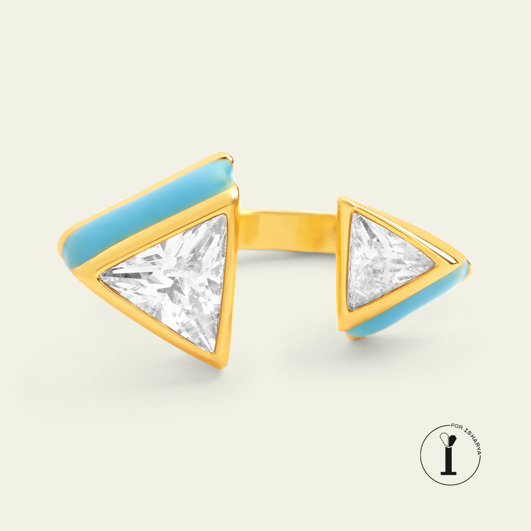 Blue Triangles Ring