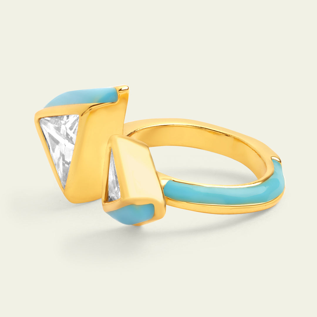 Blue Triangles Ring 