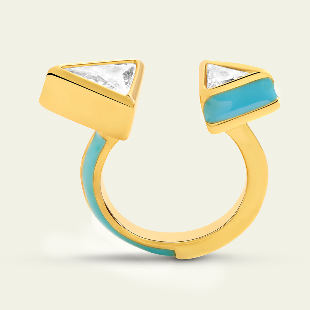 Blue Triangles Ring 