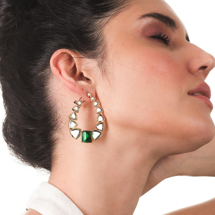 Inayat Mirror & Hydro Emerald Statement Earrings