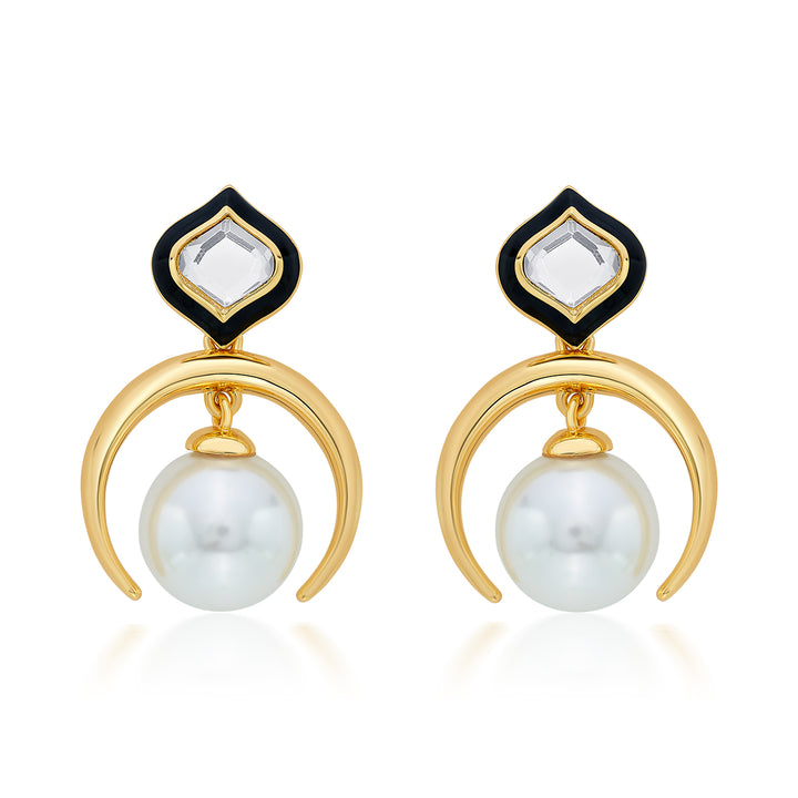 Amina Half Moon Pearl Earrings