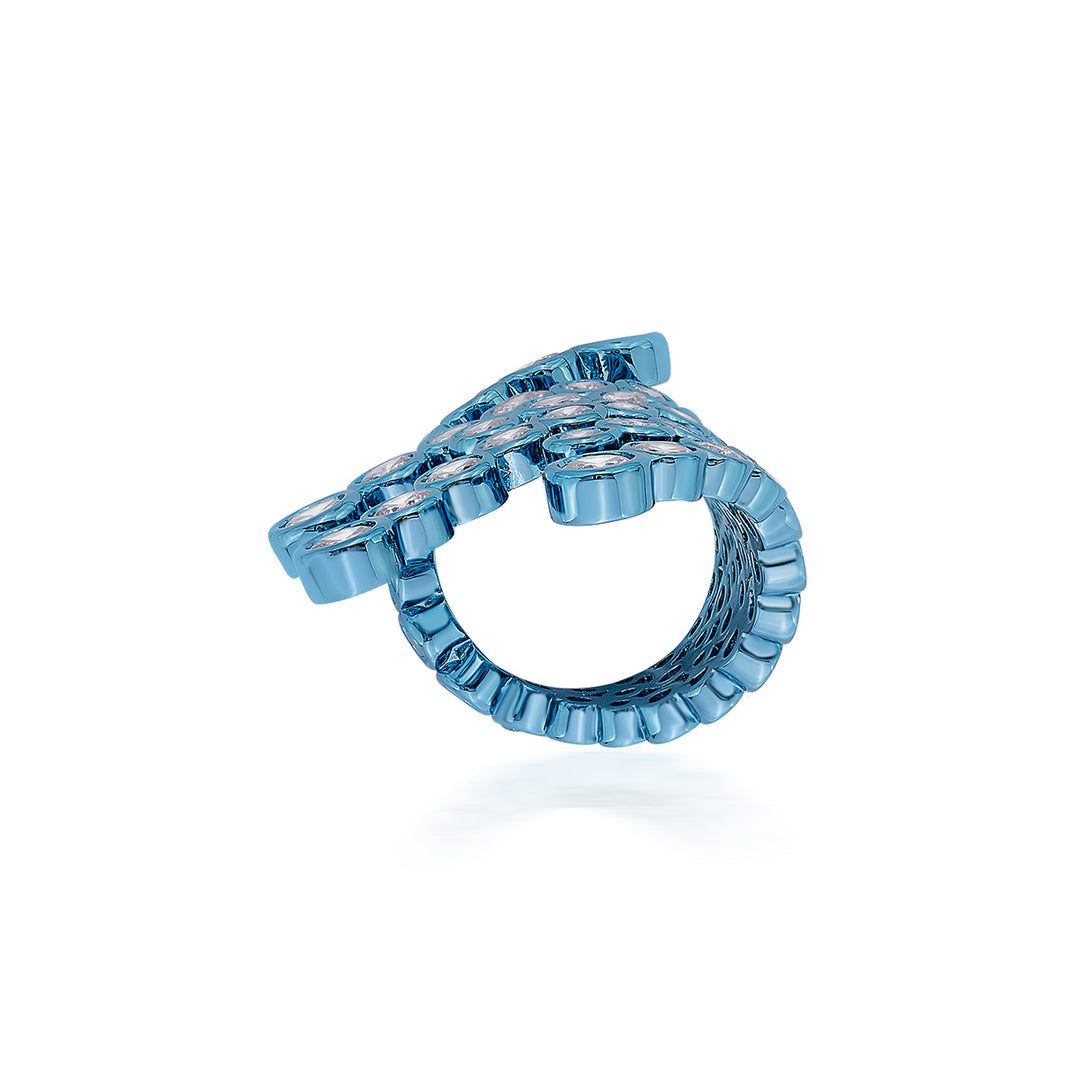 Aqua Blue Wrap Cocktail Ring