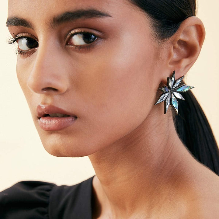 Demi Goddess Abstract Mirror Flower Stud Earrings