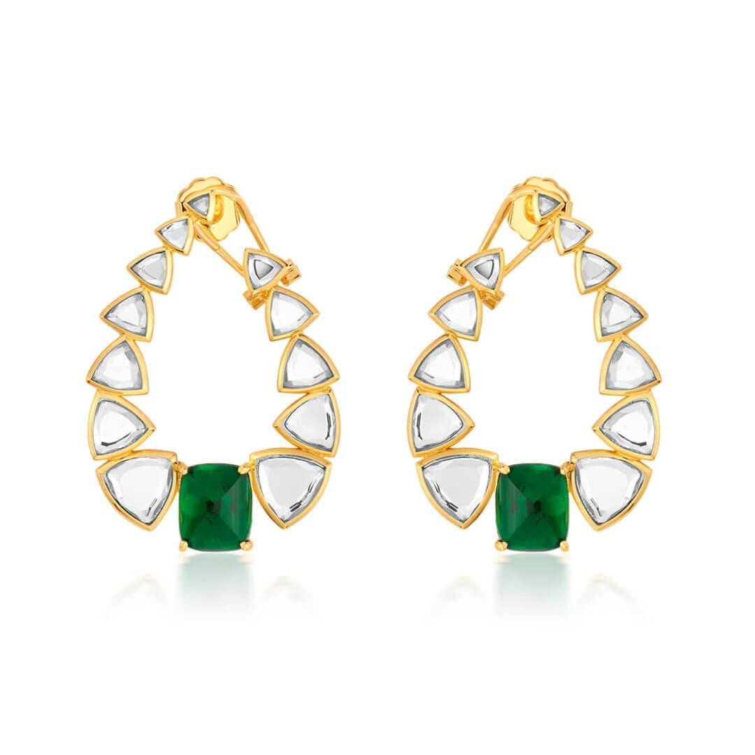 Inayat Mirror & Hydro Emerald Statement Earrings
