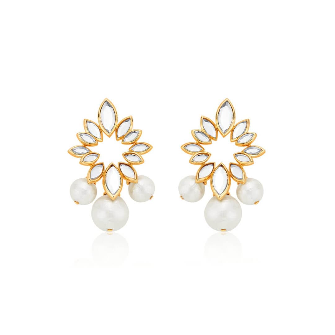 Marquise Mirror Pearl Earrings