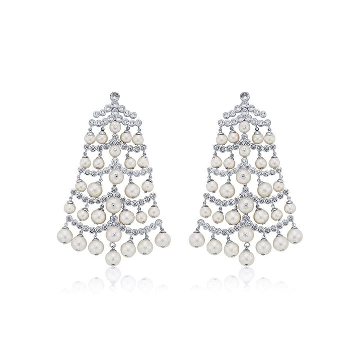 Ami Patel Pearl Crystal Waterfall Earrings