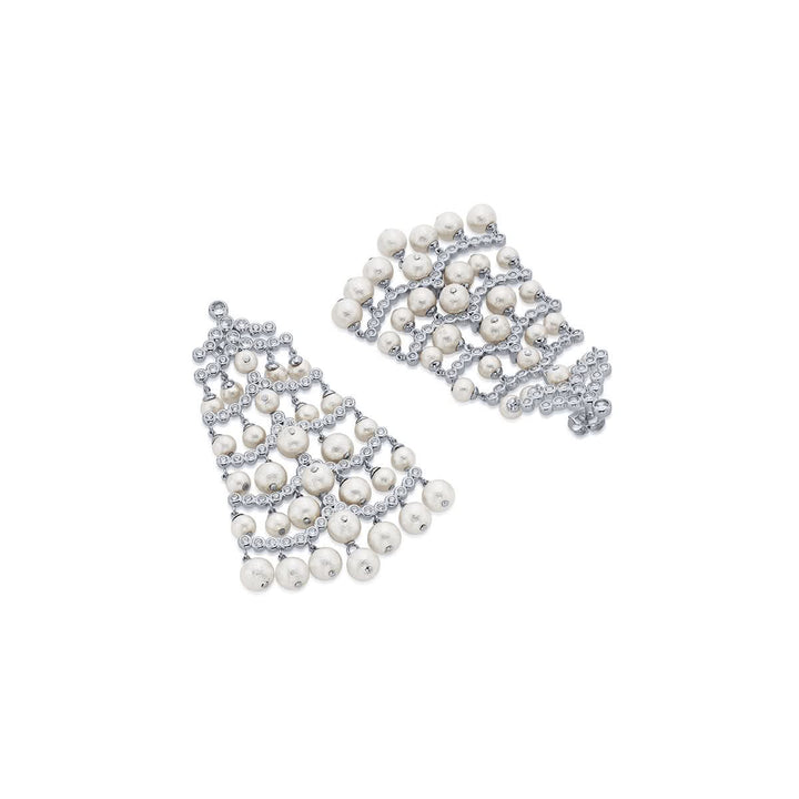 Ami Patel Pearl Crystal Waterfall Earrings