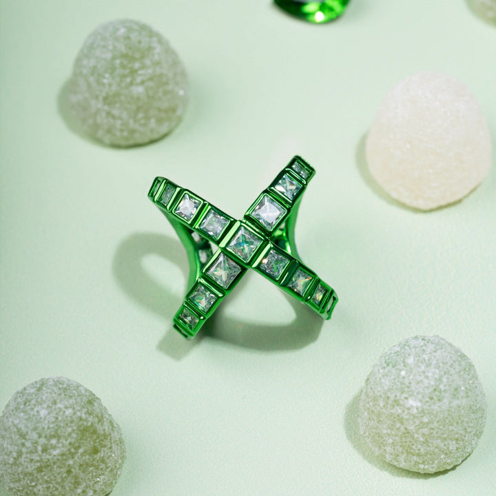 Huma Qureshi Parakeet Green Cross Ring