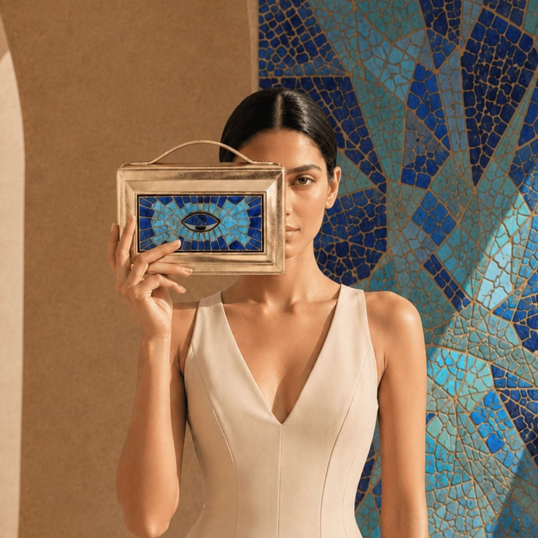 Azure Mosaic Blue Eye Bag