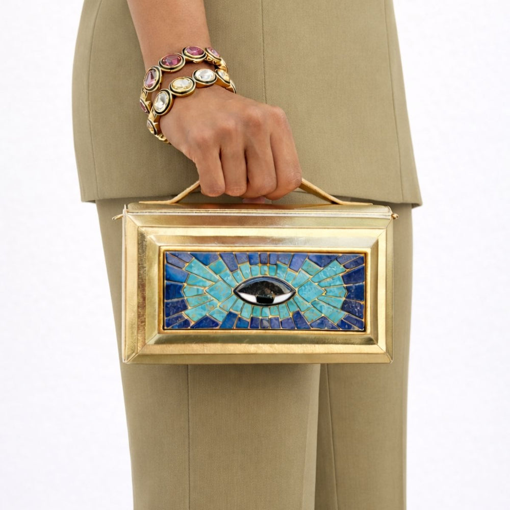 Azure Mosaic Blue Eye Bag