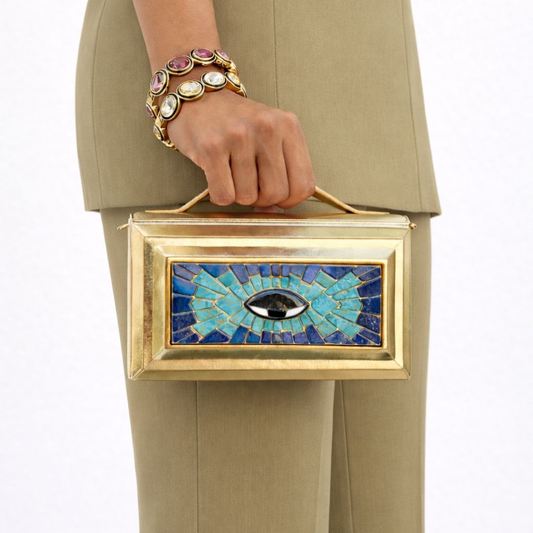 Azure Mosaic Blue Eye Bag