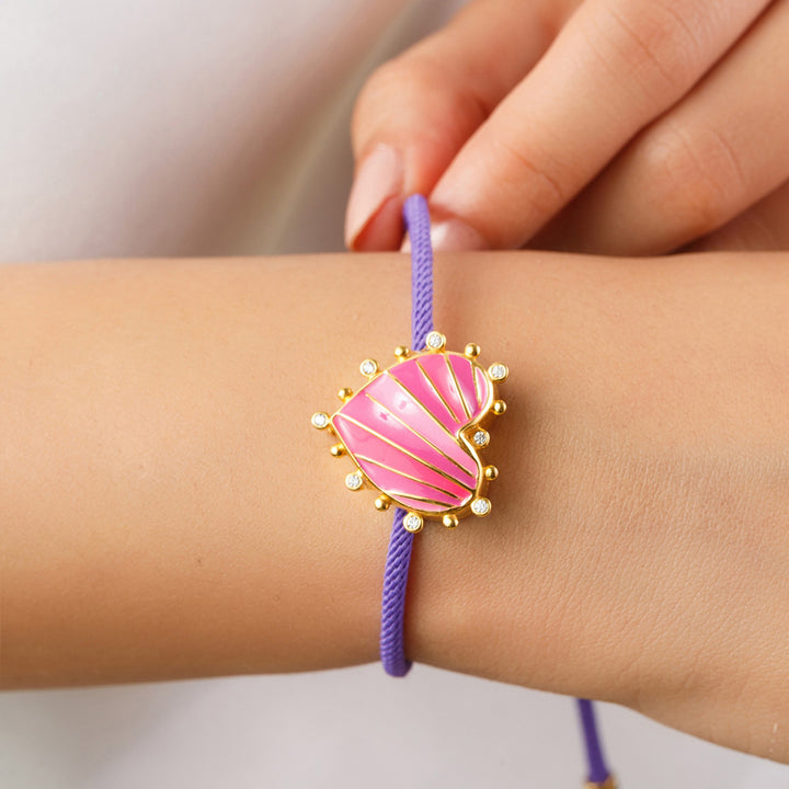 Pink Heart Enamel Bracelet