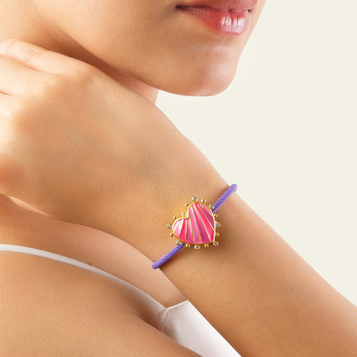 Pink Heart Enamel Bracelet