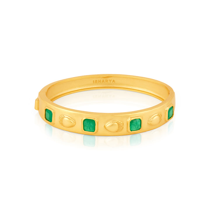 Emerald Oval Hinge Bangle