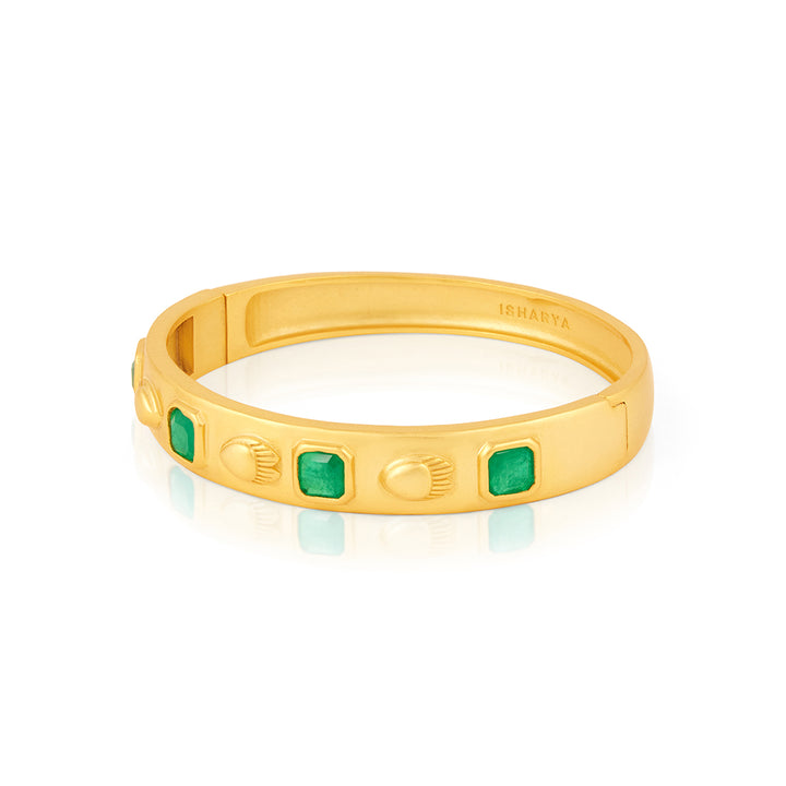 Emerald Oval Hinge Bangle