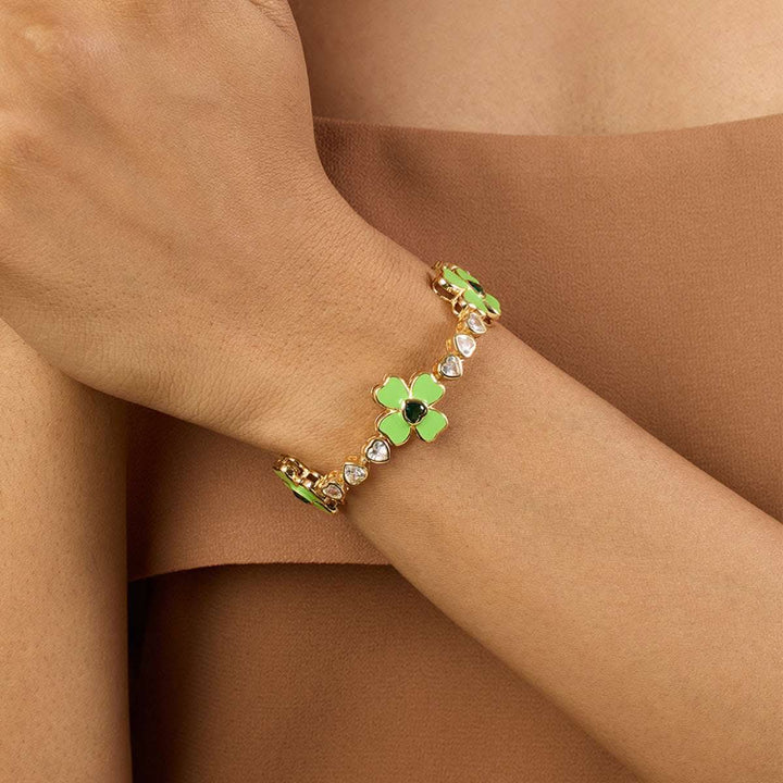 Neon Clover Cuff Bracelet