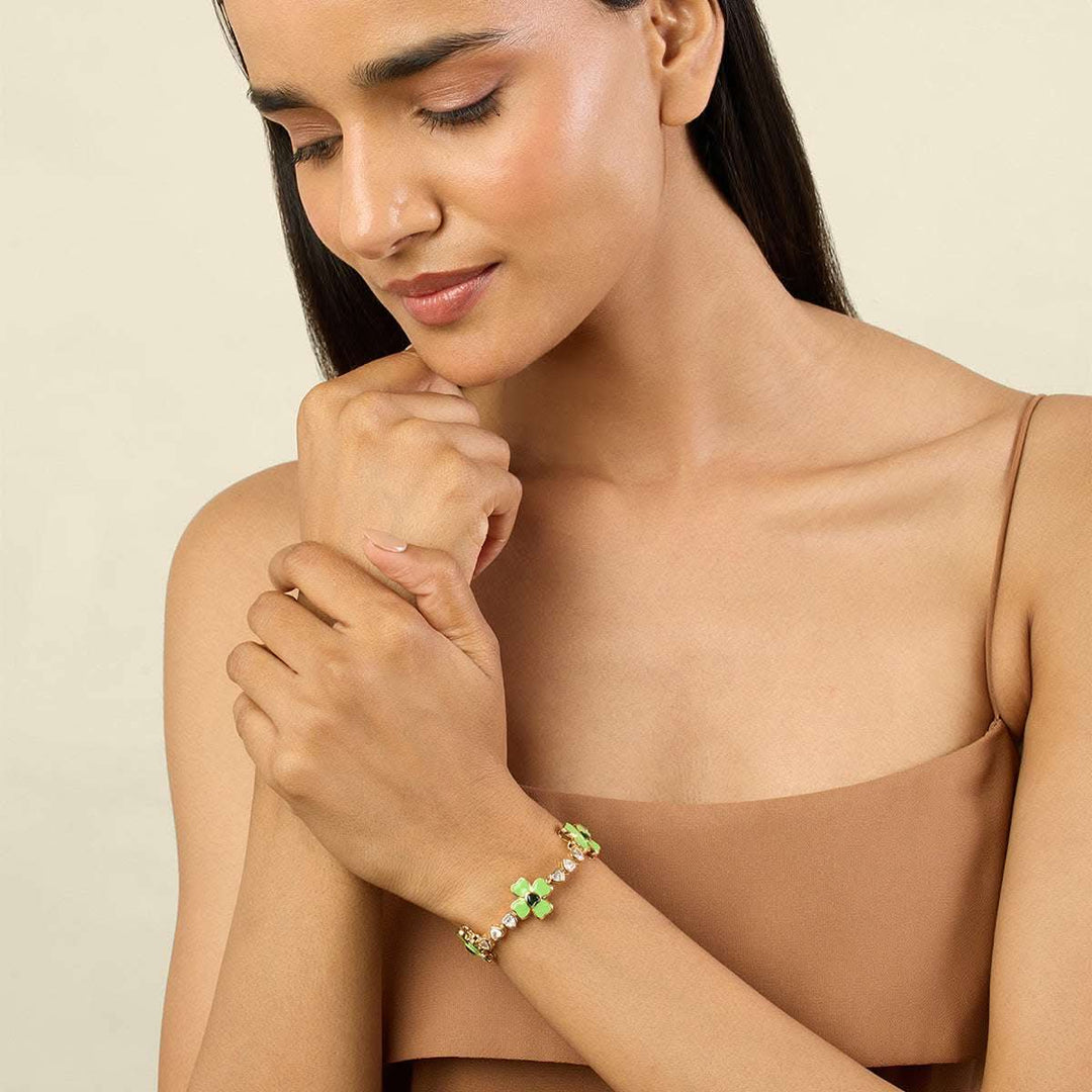 Neon Clover Cuff Bracelet