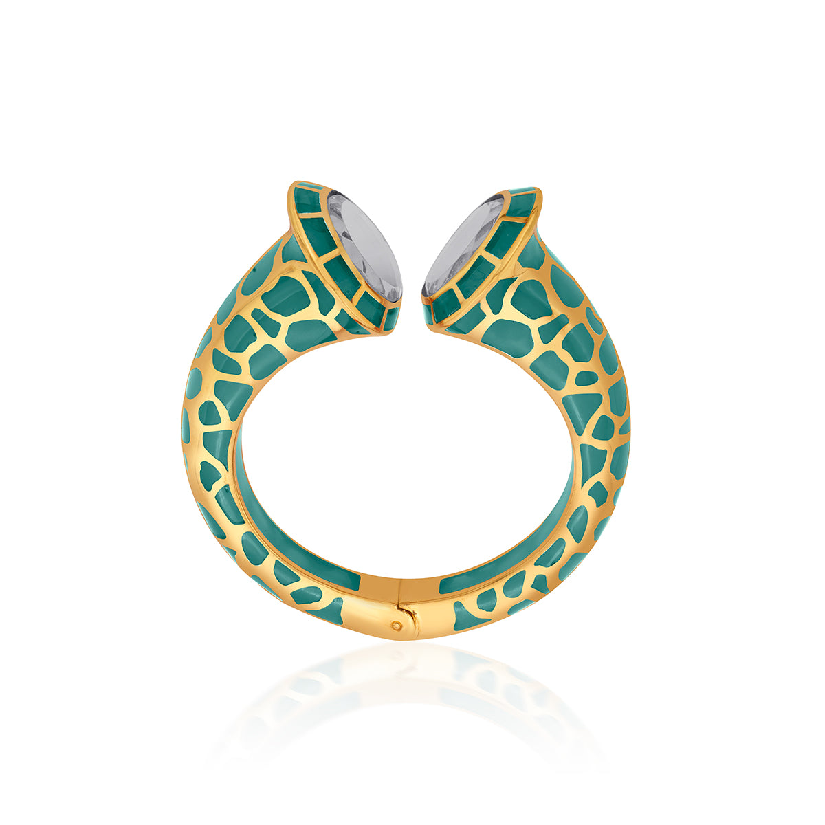 La Conchita Statement Hinge Cuff in Turquoise - Isharya | Modern Indian Jewelry