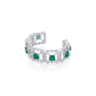Provence 925 Silver Emerald Doublet Cuff - Isharya | Modern Indian Jewelry