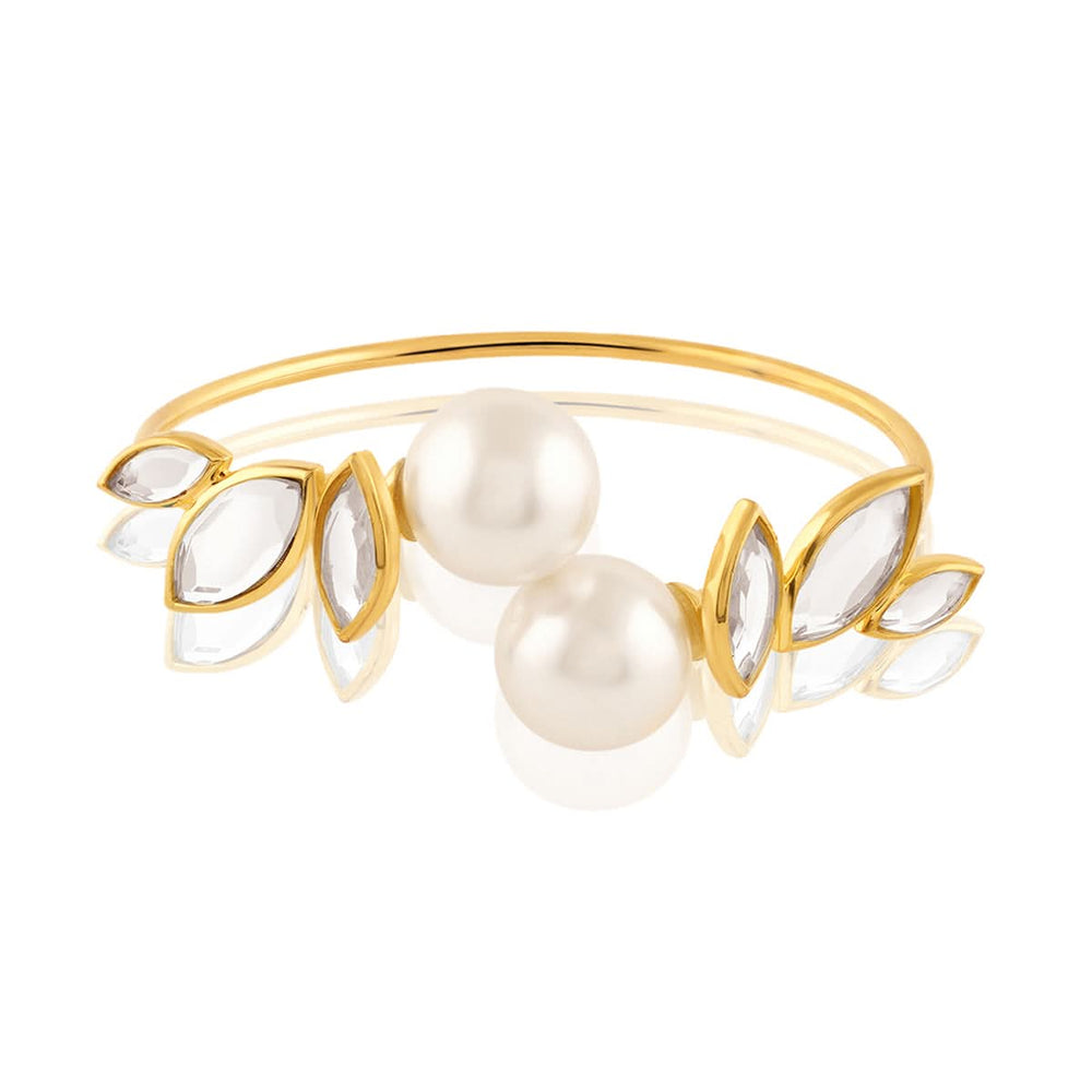 Marquise Mirror Pearl Open Cuff