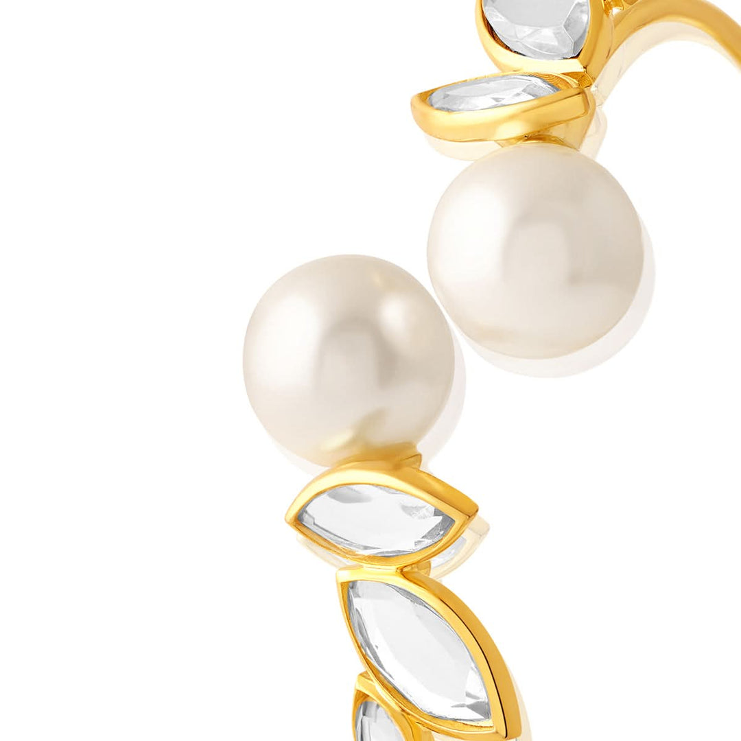 Marquise Mirror Pearl Open Cuff 