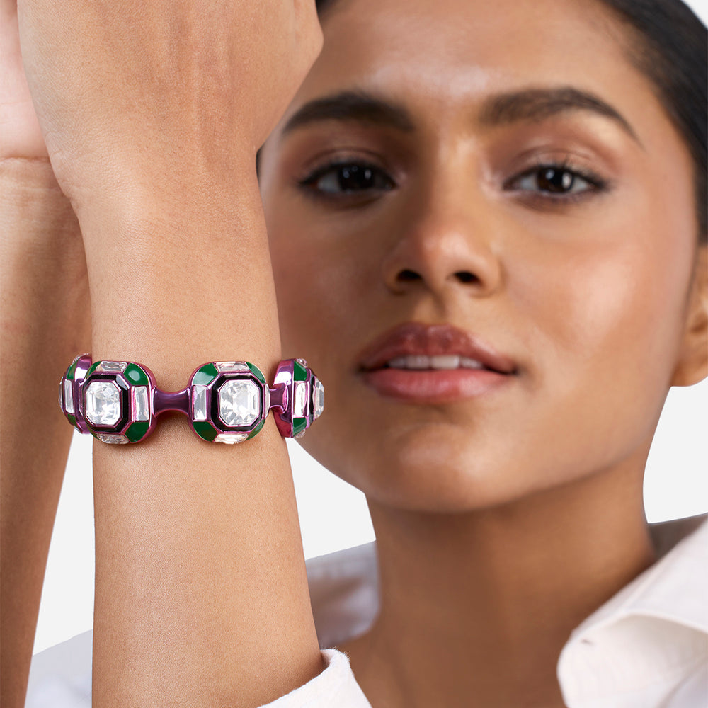 Hyper Pink Deco Cuff - Isharya | Modern Indian Jewelry