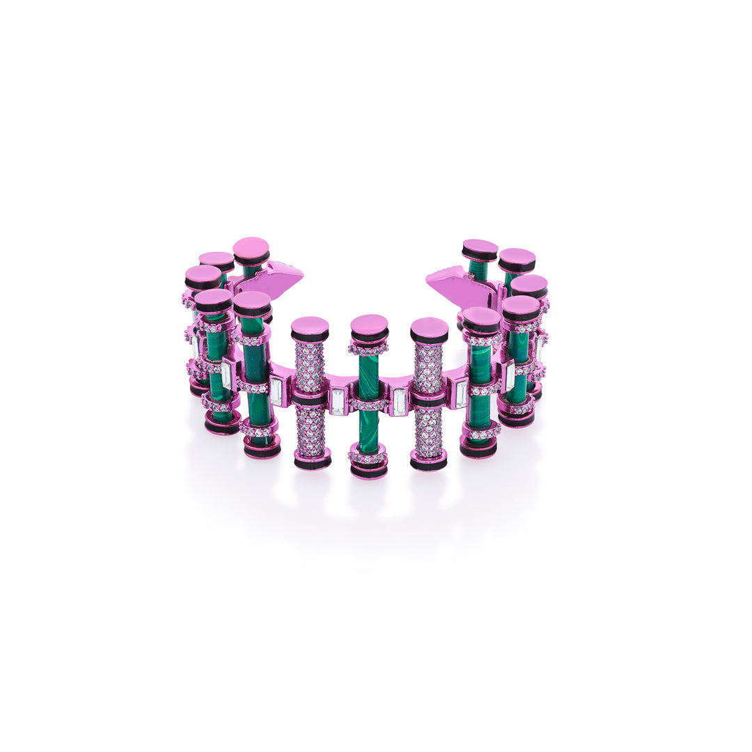 Hyper Pink Crystal Enamel Cuff - Isharya | Modern Indian Jewelry