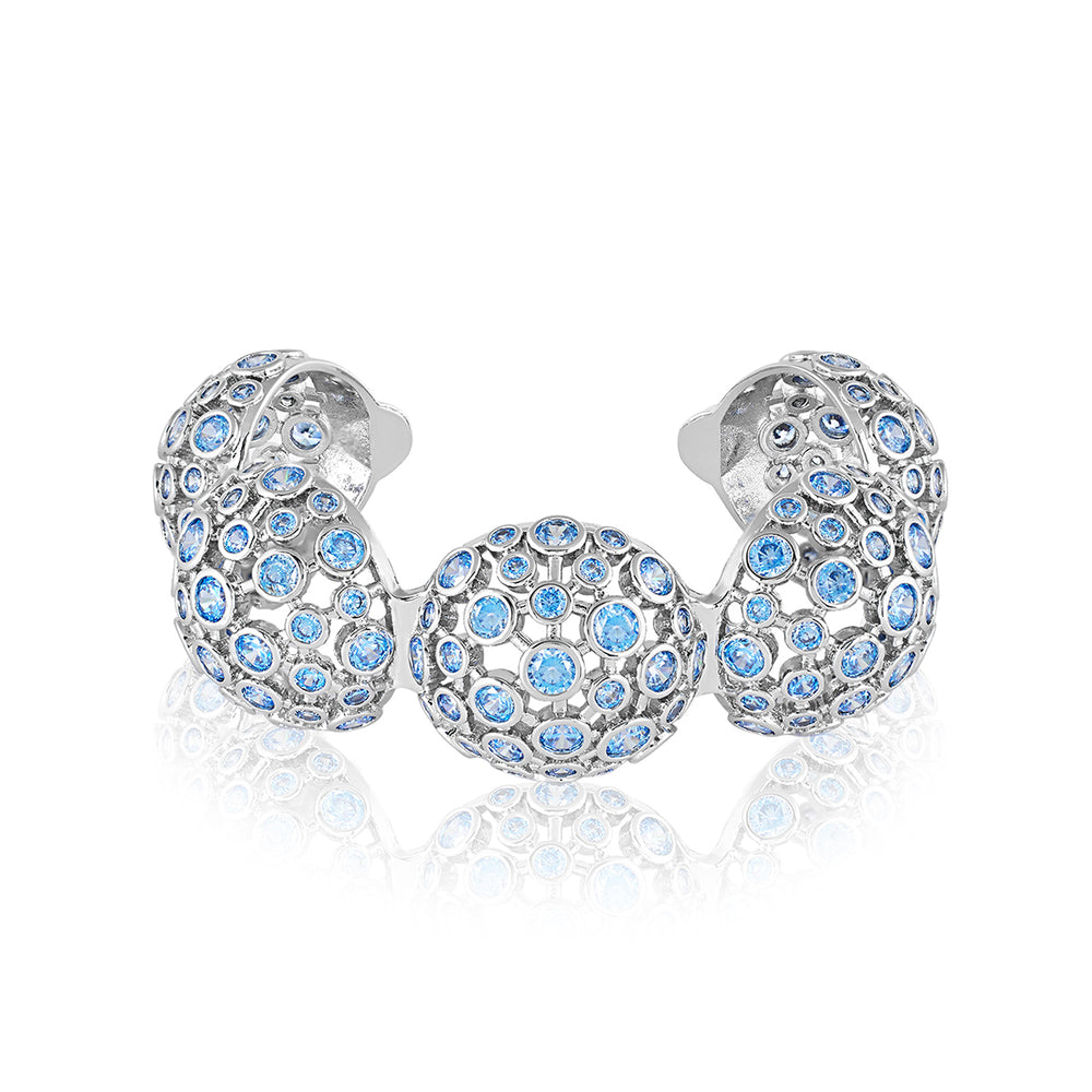 Blue Crystal Ball Cuff Bracelet