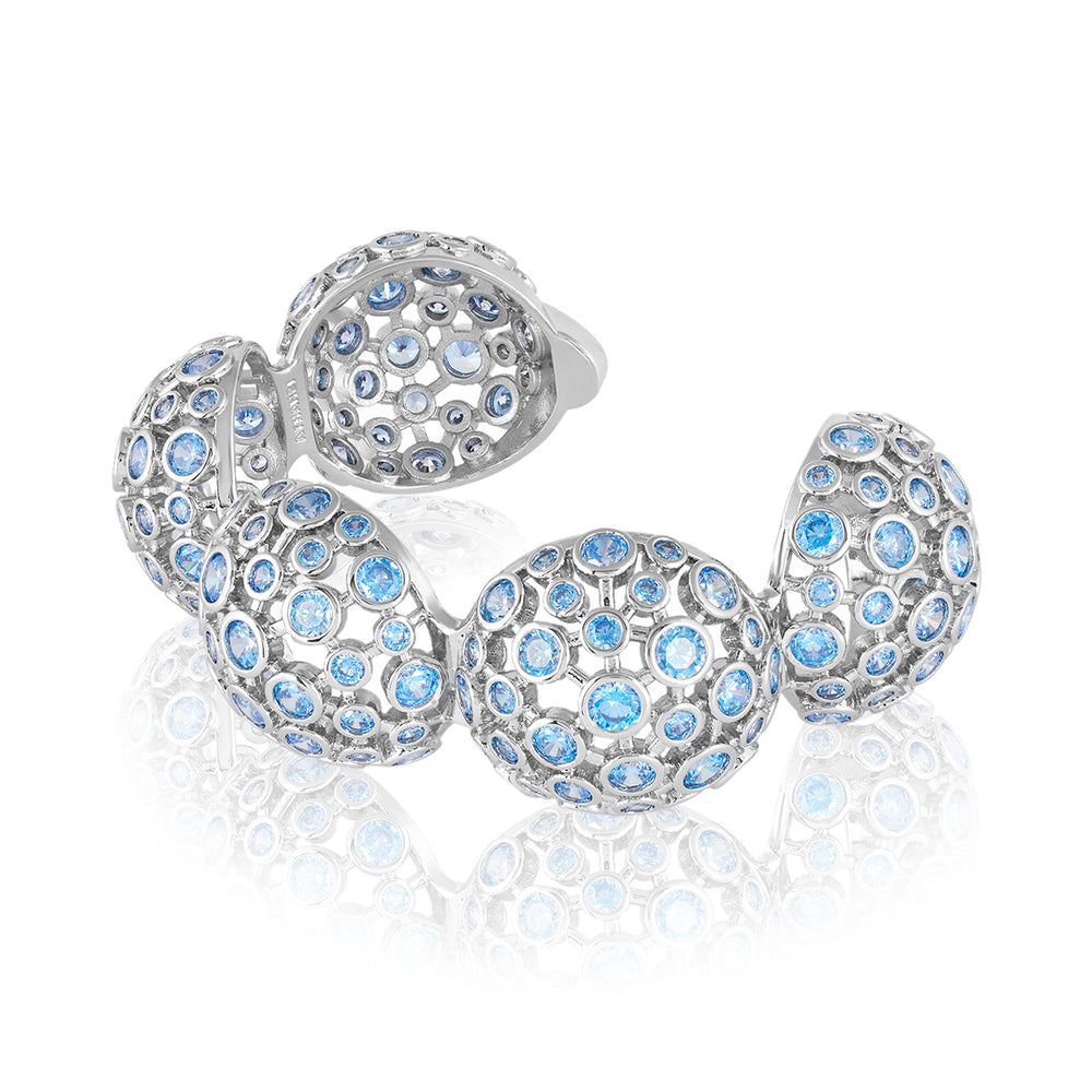 Blue Crystal Ball Cuff Bracelet