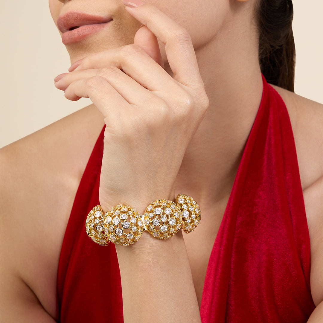 Red Crystal Ball Cuff Bracelet