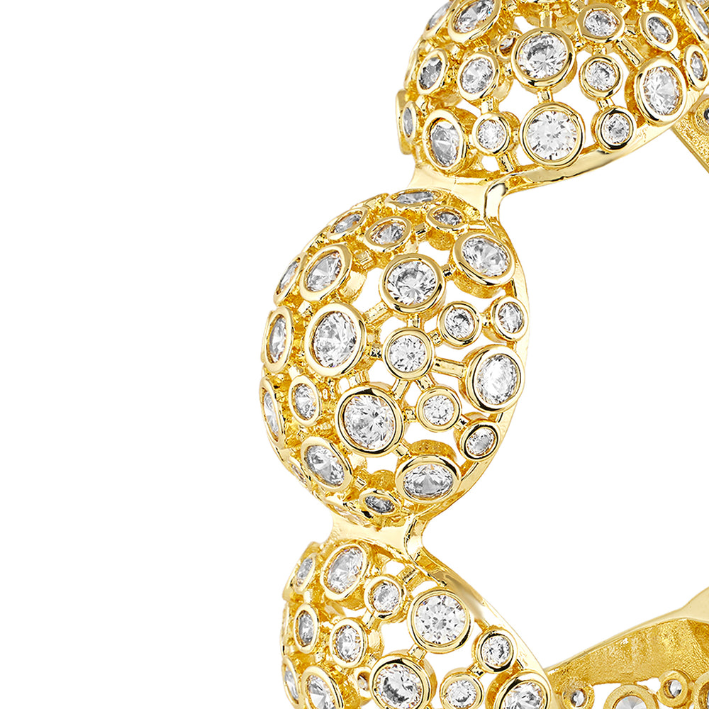 White Crystal Ball Cuff Bracelet