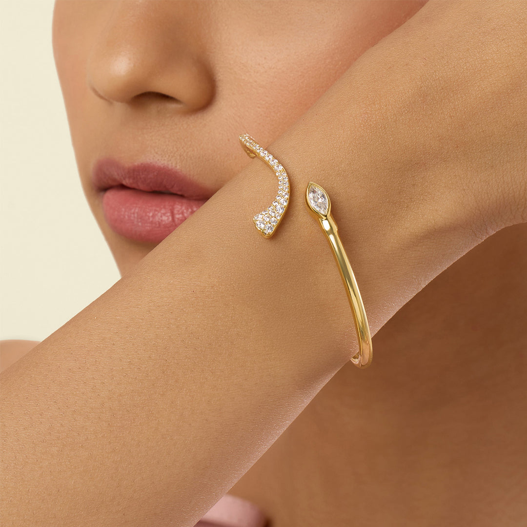 Celune Cuff Bracelet In 18Kt Gold Plated