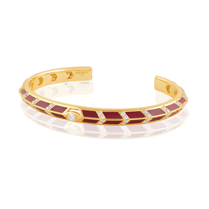 Alora Red Enamel Cuff In 18Kt Gold Plated