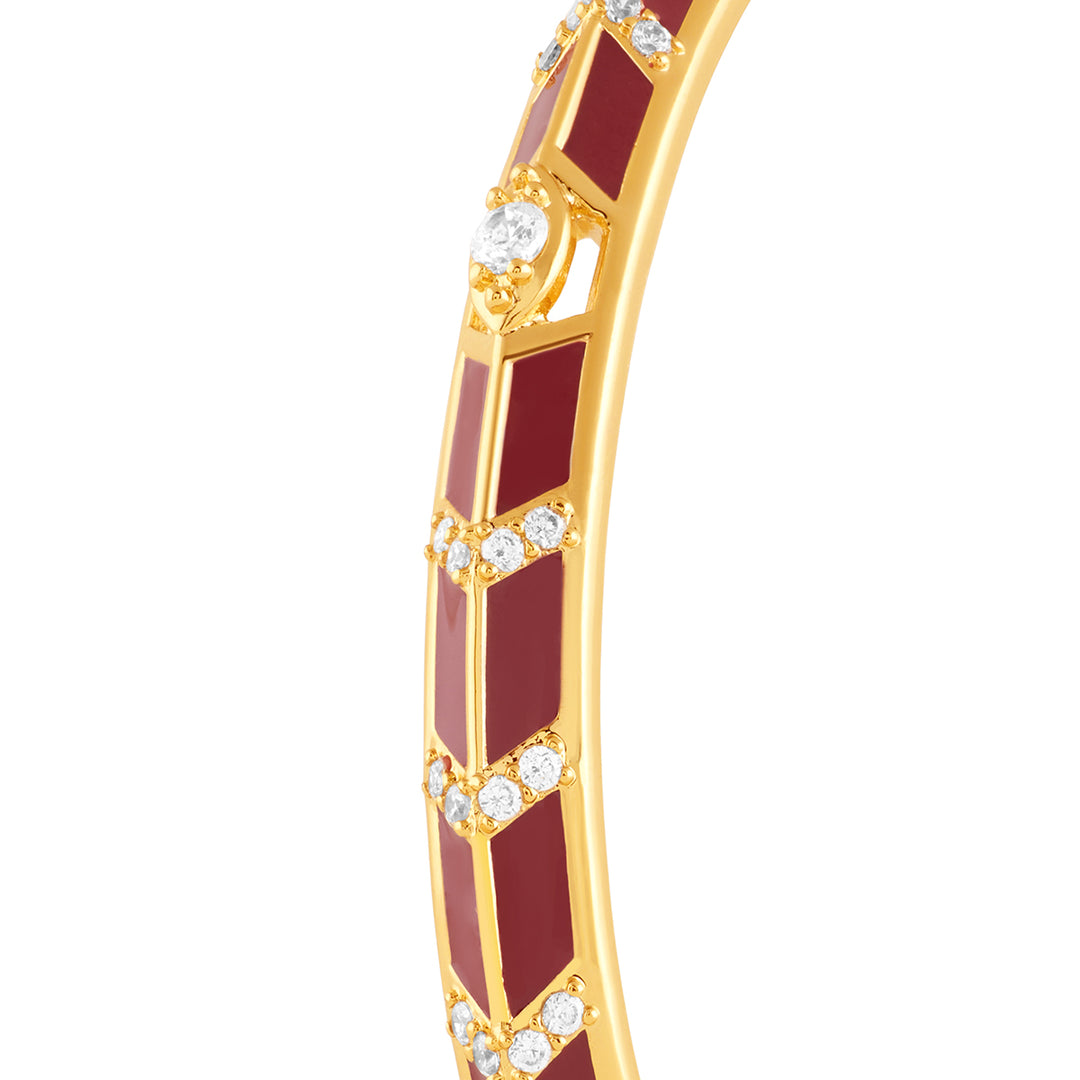 Alora Red Enamel Cuff In 18Kt Gold Plated